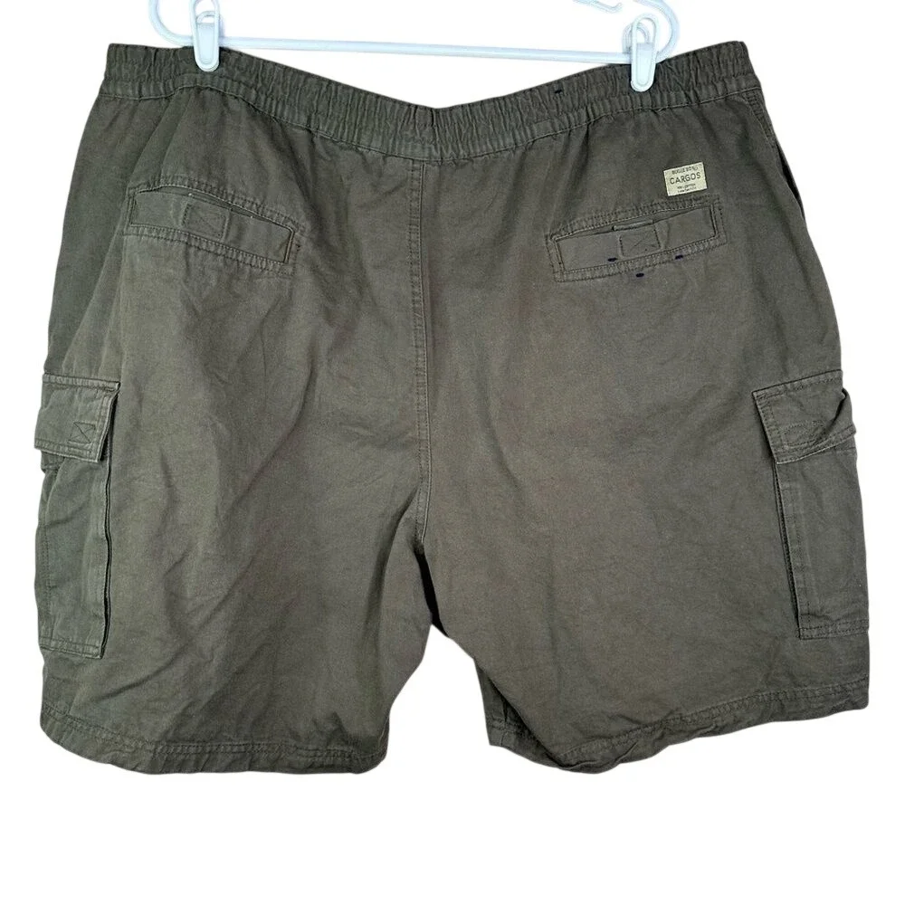 Bugle Boy Men's Cargo Shorts XXL Green Cotton Elastic Waist Utility VTG 80s 90s